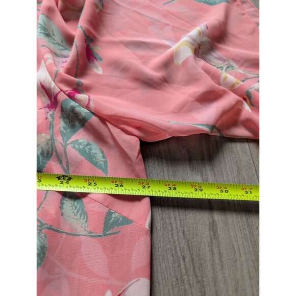 Belle Kim Gravel Floral Sheer Pink Bell Sleeve Tunic Embellished V-Neck 2X - Picture 6 of 6